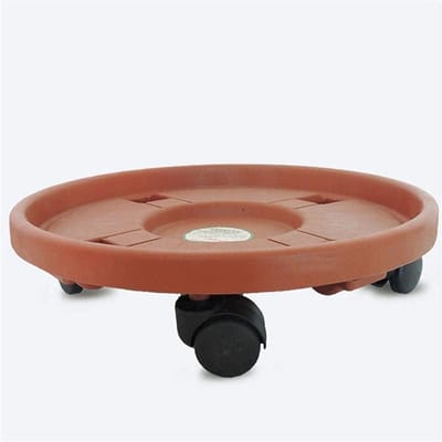 Plantenkar Ronde Wielen - Bloempot Trolley - Planten Verplaatsen - 360 Graden Wielen - Binnendiameter 22cm - Baksteenrood