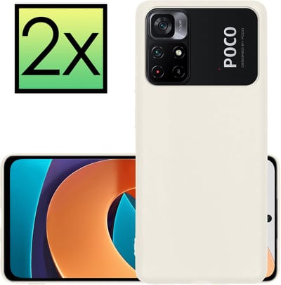 Hoesje - 2 Stuks - Geschikt voor Xiaomi Poco M4 Pro 5G - Sterk & Shockproof - Case Siliconen - Back Cover - Telefoon Hoes - Wit