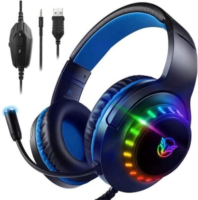 StayPowered Gaming Headset - Ultiem Geluid & Comfort - Noise Cancelling Microfoon - Surround Sound - Multi-platform Compatibel - Plug & Play - Ergonomisch Design - LED Verlichting - Zwart/Blauw - RGB-verlichting - Levering Sneller dan Aangegeven!