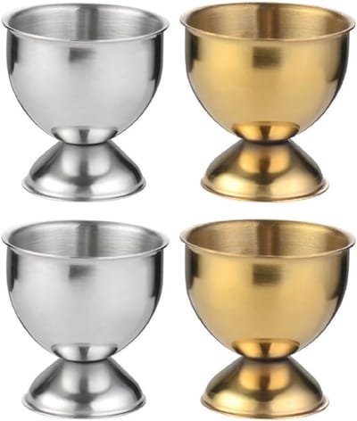 Eierdopjes Set - Metalen Houders - Ontbijt Tafel - Stapelbaar Ontwerp - 4 Stuks - Zilverkleurig