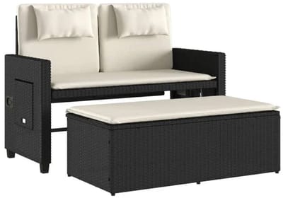 Tuinbank – Tuinbankjes weerbestendig - Tuinbanken - Loungebank - Balkon Set - Buitenbank - Zwart- 2 personen - Staal