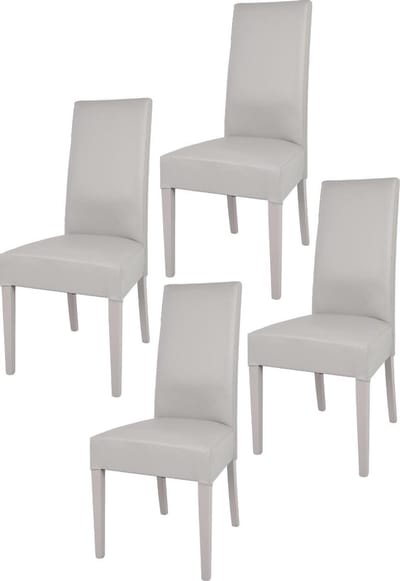 Tommychairs Luisa - Eetkamerstoelen - Set van 4 - Licht Grijs - Kunstleer & Hout
