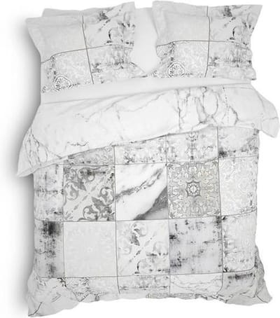 Heckett & Lane Simra - Dekbedovertrek - Eenpersoons - 140x200/220 cm + 1 kussensloop 60x70 cm - Marble Grey