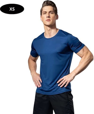 Livano Sportshirt Heren - Sport - Fitness - Compressie Shirt - Corrigerend Hemd - Sportkleding - Mannen - Blauw - XS