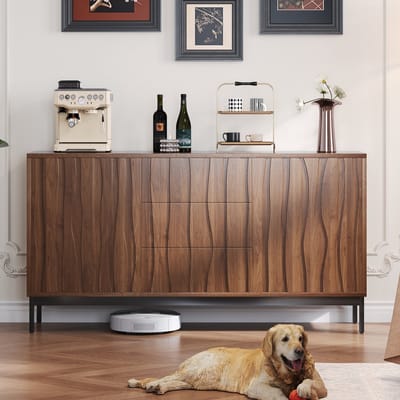 Dressoir - 3 lades - keukenkast - geïntegreerd handvat - mid-century moderne decoratieve kast - woonkamer - hal - gang