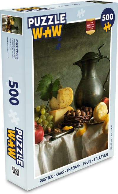 Puzzel Rustiek - Kaas - Theekan - Fruit - Stilleven - Legpuzzel - Puzzel 500 stukjes