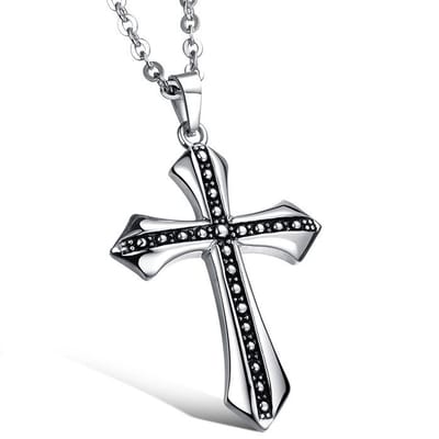 Ketting met Versierd Kruis Hanger - Licht - Kruisje - Kettingen Heren Dames - Papa Cadeau Voor Mannen - Vaderdag