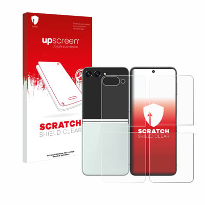 upscreen - Screenprotector voor Samsung Galaxy Z Flip 5 (Voor+Achter) - Folie Beschermfolie transparant