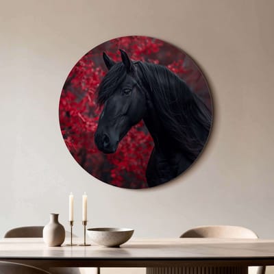 KitchenArt - Midnight Ember - Muurcirkel Binnen - ø 80 cm - Wandcirkel - Mét Ophangsysteem - Wanddecoratie - Muurdecoratie