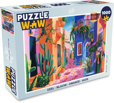 Puzzel Geel - Blauw - Oranje - Huis - Legpuzzel - Puzzel 1000 stukjes volwassenen
