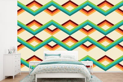 Behang - Fotobehang Retro - Strepen - Design - Seventies - Breedte 360 cm x hoogte 240 cm