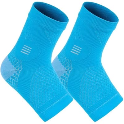 1 Paire Cheville de Sport Anti-Entorse Réduction des Vibrations Protection Articulaire Chaussettes de Compression Absorption de la Transpiration Support Élastique L bleu