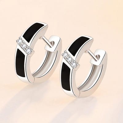 Mode 100% 925 Sterling Zilver Oorknopjes Rond Design Zwarte Oorbel voor Vrouwen Sieraden Nieuw white