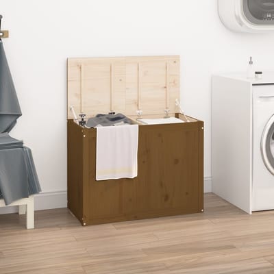 vidaXL - Wasmand - 88,5x44x66 - cm - massief - grenenhout - honingbruin