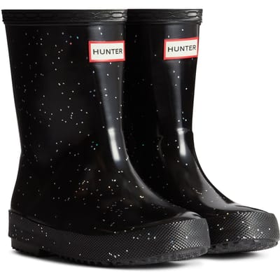 Hunter Kids First Giant Glitter Rubberen Zwarte Regenlaarzen