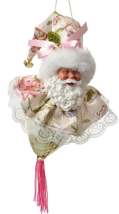 Clayre & Eef Kersthanger Kerstman 35 cm Wit Textiel