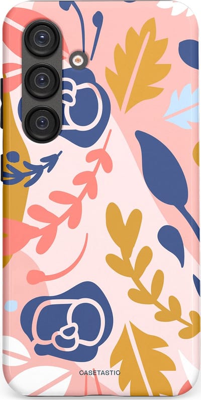 Casetastic Hoesje Geschikt voor Samsung S25 - Stijlvolle Beschermende Duo-layer Case - Roze Bladeren