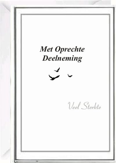 Premium Cadebo Luxe Condoleance kaart - Rouwkaart - Sterktekaart - Met Oprechte Deelneming - Gevouwen kaart met envelop - 17x12cm