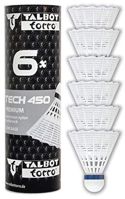 Badmintonshuttles van premium nylon voor binnen en buiten - Doos van 6, verschillende kleuren en snelheden