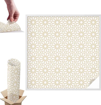 Tulup Raamfolie Anti inkijk - Geometrische patronen Anti inkijk Raamfolie - 100x100 cm - Wit Raamfolie Tegen inkijk - Zelfklevende Anti inkijk Folie Glas in Lood - Voor de woonkamer, slaapkamer en kantoor - Zonwerende Raamfolie Glas in Lood