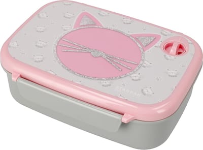 Broodtrommel, lunchbox voor broodjes, Katje, 17x14x6cm
