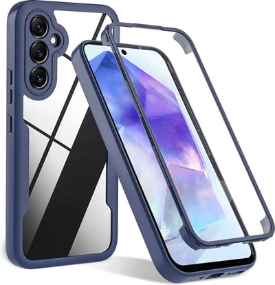 Hoesje geschikt voor Samsung Galaxy A55 - Techsuit ColorVerse 360 Case met Screenprotector - Blauw