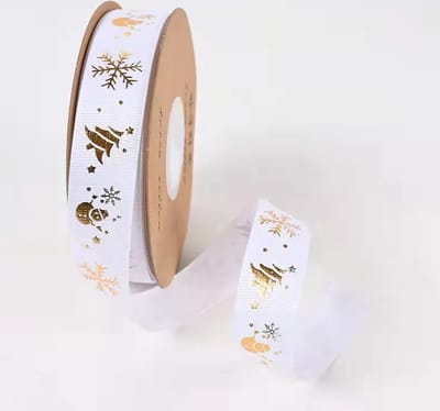 Without Lemon - Kerst Lint Wit - Sneeuwvlok - Kerstboom - Kerstverpakking - Versieringen - Kerst Cadeau - 2.5x50cm - Kerstlint Wit B