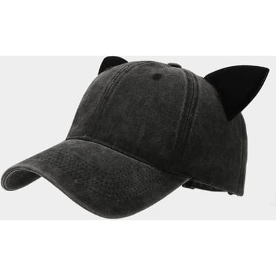 Mode Schattige Oren Kattenoren Petten Ademend Unisex Vizier Pet Pet met Klep Mannen black