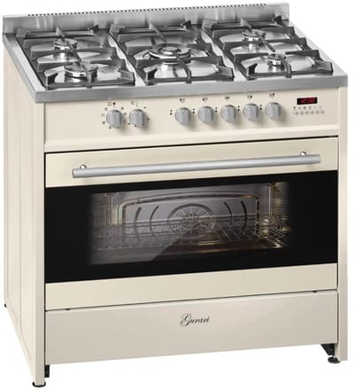 GURARI - gasfornuis - GCH E 911 Cr - elektrisch gasfornuis - 90 cm - Range Coocker - 121L - 8 functies - hete lucht - grill - 5 krachtige branders - 4 kw WOK - natuurgas - propaan gas