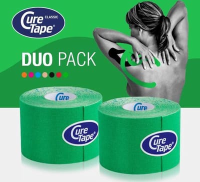 CureTape® Classic voordeelset - Groen - Kinesiotape – 2 rollen - 5cm x 5m - Elastische tape - FysioTape - Kinesiologie Tape - Cure Tape