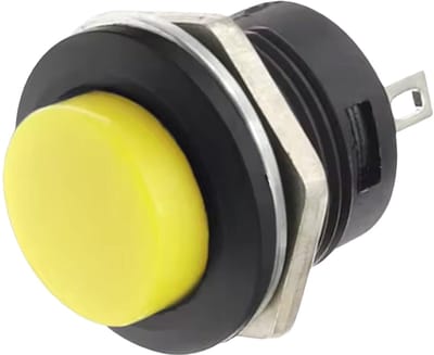 ProRide Drukknop Pulsschakelaar R13-507 - 16mm Inbouw - 250V/3A - Normally Open - Geel