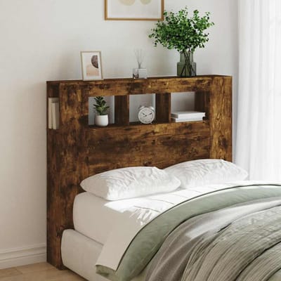 vidaXL - Hoofdeinde - met - LED - 120x18,5x103,5 - cm - bewerkt - hout - gerookt - eiken