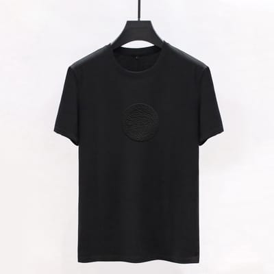 Lente Zomer Herenkleding Zachte Zijde Heren T-shirt met Ronde Hals en Korte Mouwen 2XL zwart