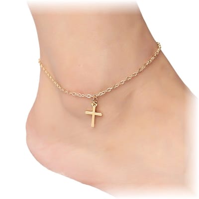 Fako Bijoux® - Enkelbandje - Enkelsieraad - Kruisje - Goudkleurig
