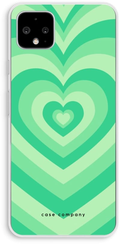 Case Company® - Hoesje geschikt voor Google Pixel 4 XL hoesje - Hart Groen - Soft Cover Telefoonhoesje - Bescherming aan alle Kanten en Schermrand