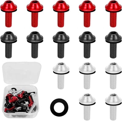 Motorfiets Bevestigingsschroeven M5 x 16 mm Aluminium Windscherm Bouten voor Scooter in Zilver, Zwart en Rood - Verpakking van 15 Stuks