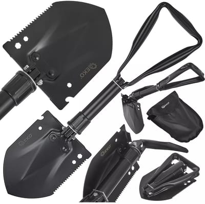 GEKO 5-in-1 opvouwbare survival schep - multifunctioneel - compact ontwerp - zwart
