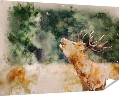 Gards Tuinposter Hert Aquarel - Abstract - 180x120 cm - Tuindoek - Tuindecoratie - Wanddecoratie buiten - Tuinschilderij