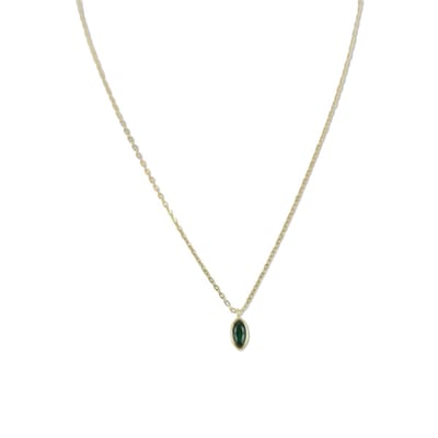New Bling 9SIL-22678 Zilveren Ketting met Hanger - Dames - Zirkonia - Ovaal - Groen - 10 x 5,3 mm - Ankerschakel - 1,3 mm - 40 + 5 cm - Zilver - Gold Plated (Verguld/Goud op Zilver)