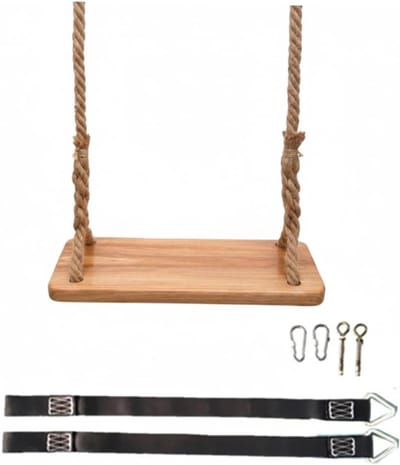 Houten schommel - Schommelbank buiten - Ontspanning in tuin - Extra dikke zitting - 40x16 cm - Houtkleur