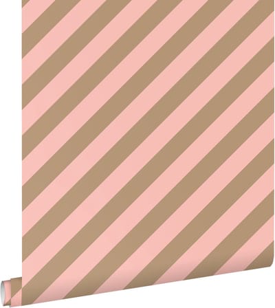 ESTAhome behang strepen roze en beige bruin - 50 x 900 cm - 139955