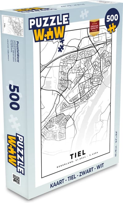 Puzzel Kaart - Tiel - Zwart - Wit - Legpuzzel - Puzzel 500 stukjes