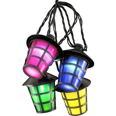 Konstsmide 4162 - Snoerverlichting - 20 lamps LED gekleurde lantaarns - 475 cm - 24V - voor buiten - multicolor