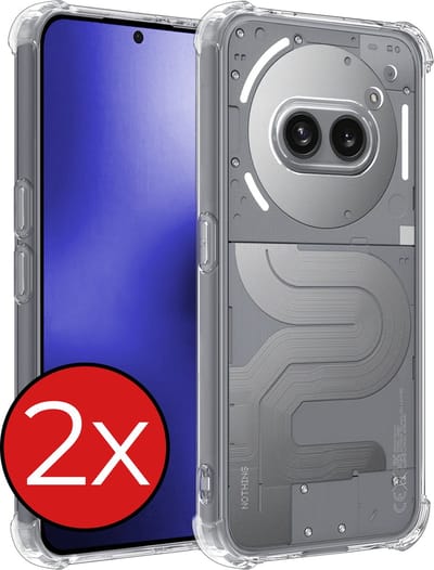 Hoesje - 2 Stuks - Geschikt voor Nothing Phone (2a) - Sterk & Shockproof - Back Cover - Siliconen Case - Telefoon Hoes Shock Proof - Telefoonhoes - Transparant