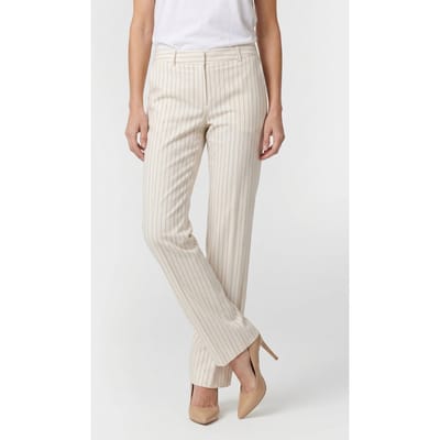 Brooks Brothers Pinstripe Linen Blend Trousers White Size: XS | Formal pants Outlet | Dames | Wit