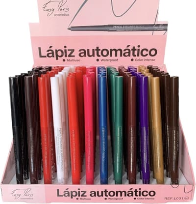 Easy Paris - Set met 12 kleuren - Oogpotlood en Lippotlood, draaibaar / Automatic Pencil Eyeliner Lipliner - Waterproof - Zwart Roodbruin Rood Wit Helder Rood Fel Roze Blauw Groen Bruin Paars Goud Donker Bruin
