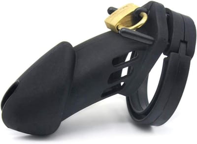 Grote Siliconen Kuisheidskooi - Penis Kooi Siliconen Zwart - Chastity 9 Cm lang