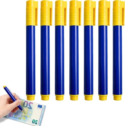 Set van 4 valse geldmarker pennen voor het detecteren van vals geld, inclusief euro- en dollarherkenning, ideaal voor winkeliers en evenementen.