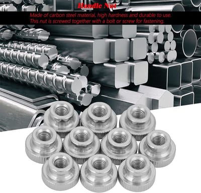 Dailygoods- Duimmoer Hoog Type Gekarteld - Koolstofstaal - Handvat Moer - 10 Stuks - Industrieel Gereedschap - Verbeter Werkefficiëntie - Bevestigingsmoer