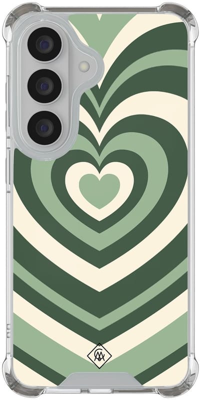 Casimoda® hoesje - Geschikt voor Samsung Galaxy S26 - Groen Hart Swirl - Shockproof case - Extra sterk - TPU/polycarbonaat - Groen, Transparant